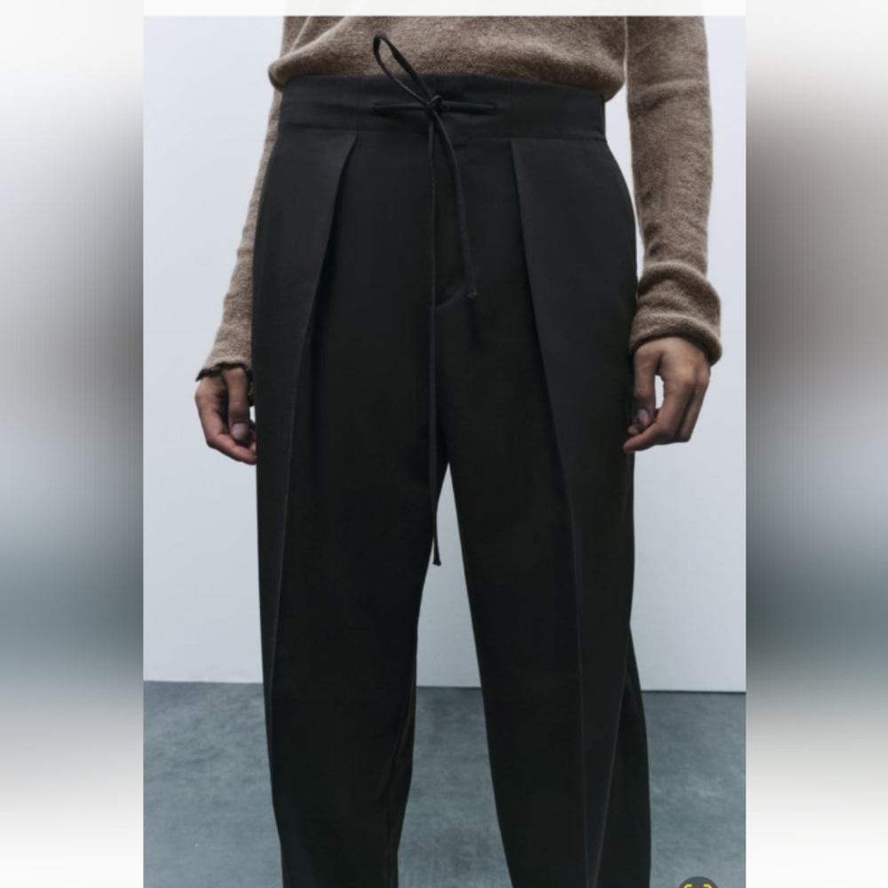 Zara ZW Collection Pleated Pants With drawstring Sz-XL